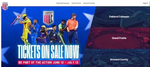 Major League Cricket ticketing platform