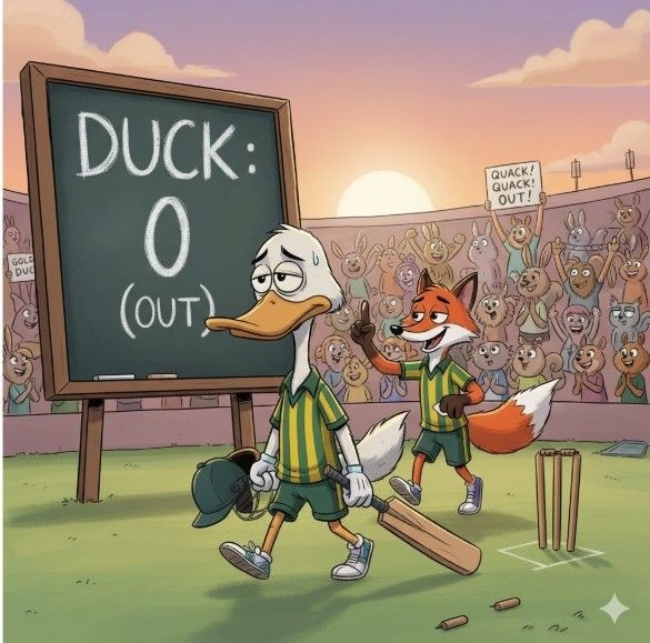 Batsman gets out without scoring any runs.