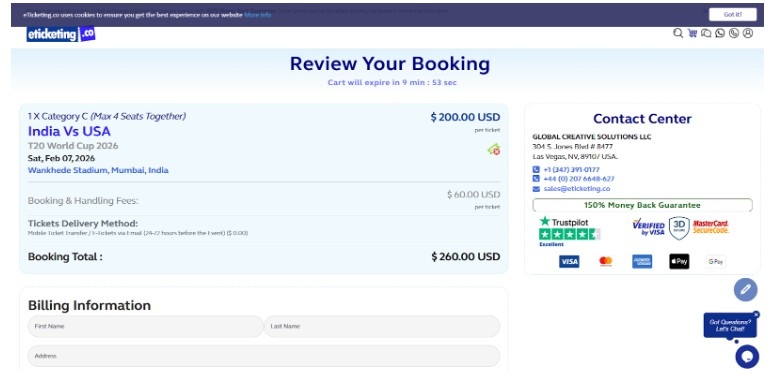 Complete the booking Complete the booking