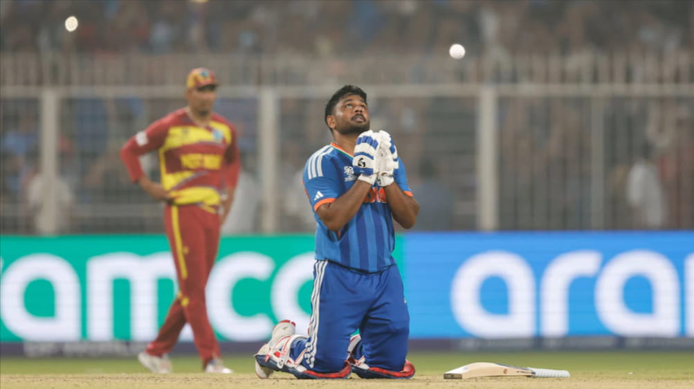 Sanju Samson Breaks Virat Kohli's All-Time T20 World Cup Record Sanju Samson Breaks Virat Kohli's All-Time T20 World Cup Record